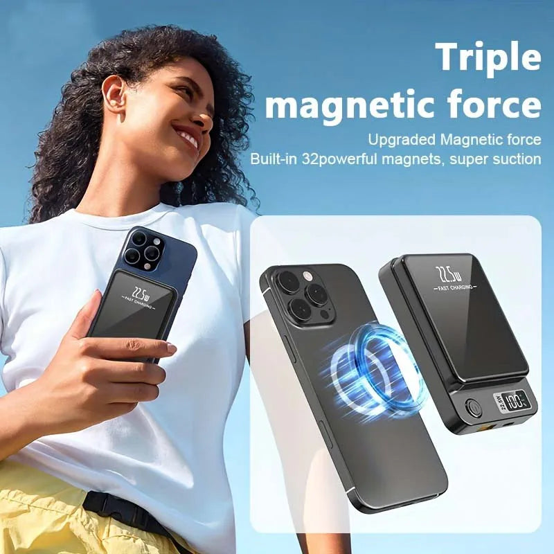 50000mAh Wireless Magnetic Power Bank Charger Fast Charging External Spare Battery For Apple iPhone Android Magsafes