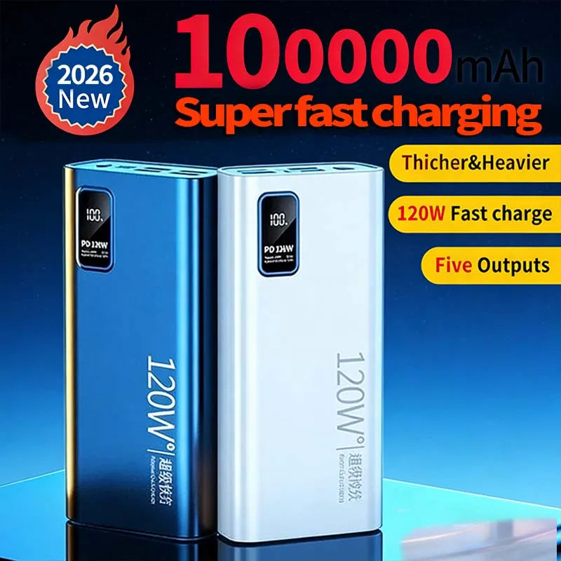 Lenovo 50000mAh Powerbank 120W Super Fast Charging Portable Battery Charger Ultra Capacity LED Digital Display For IPhone